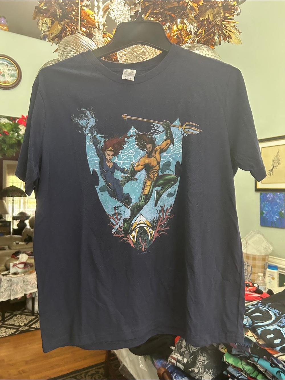 Boys Navy Aquaman & Mera Short Sleeve Graphic Tee
